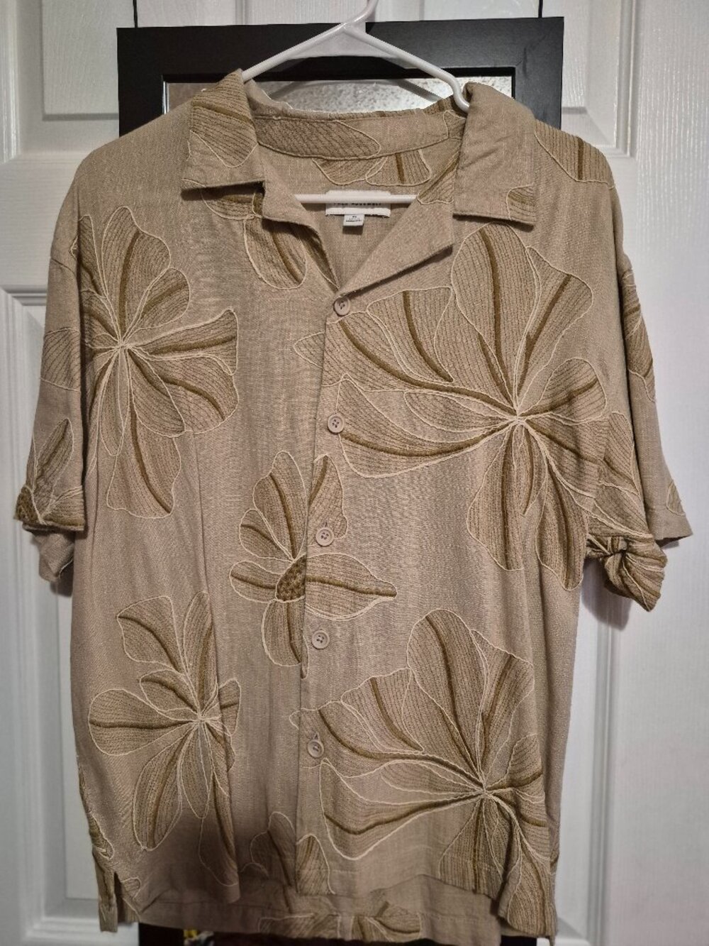 Beige Floral Button Down